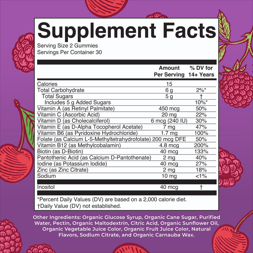 Organic Men’s Multivitamin Gummies Supplement Facts