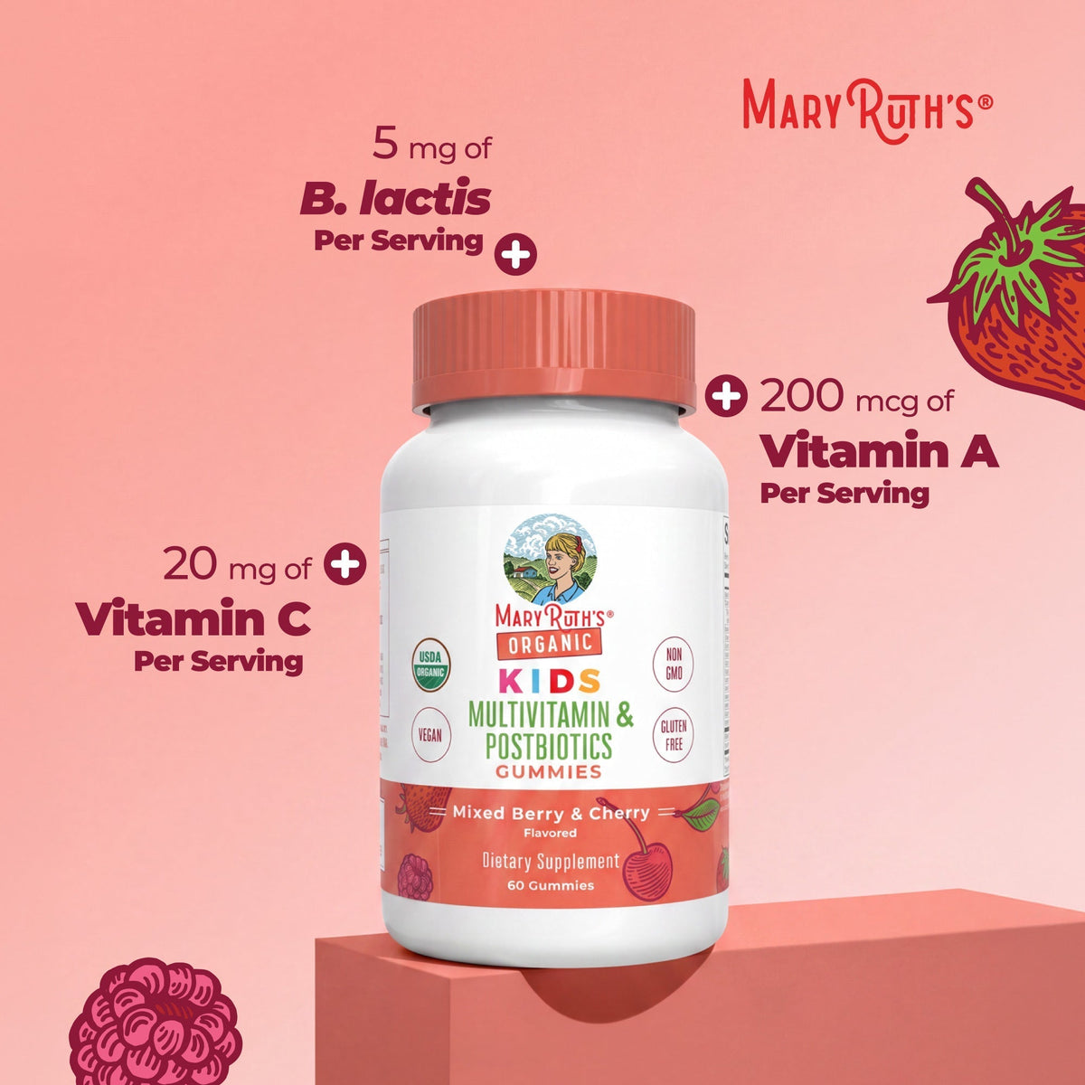 Organic Kids Multivitamin + Postbiotics Gummies