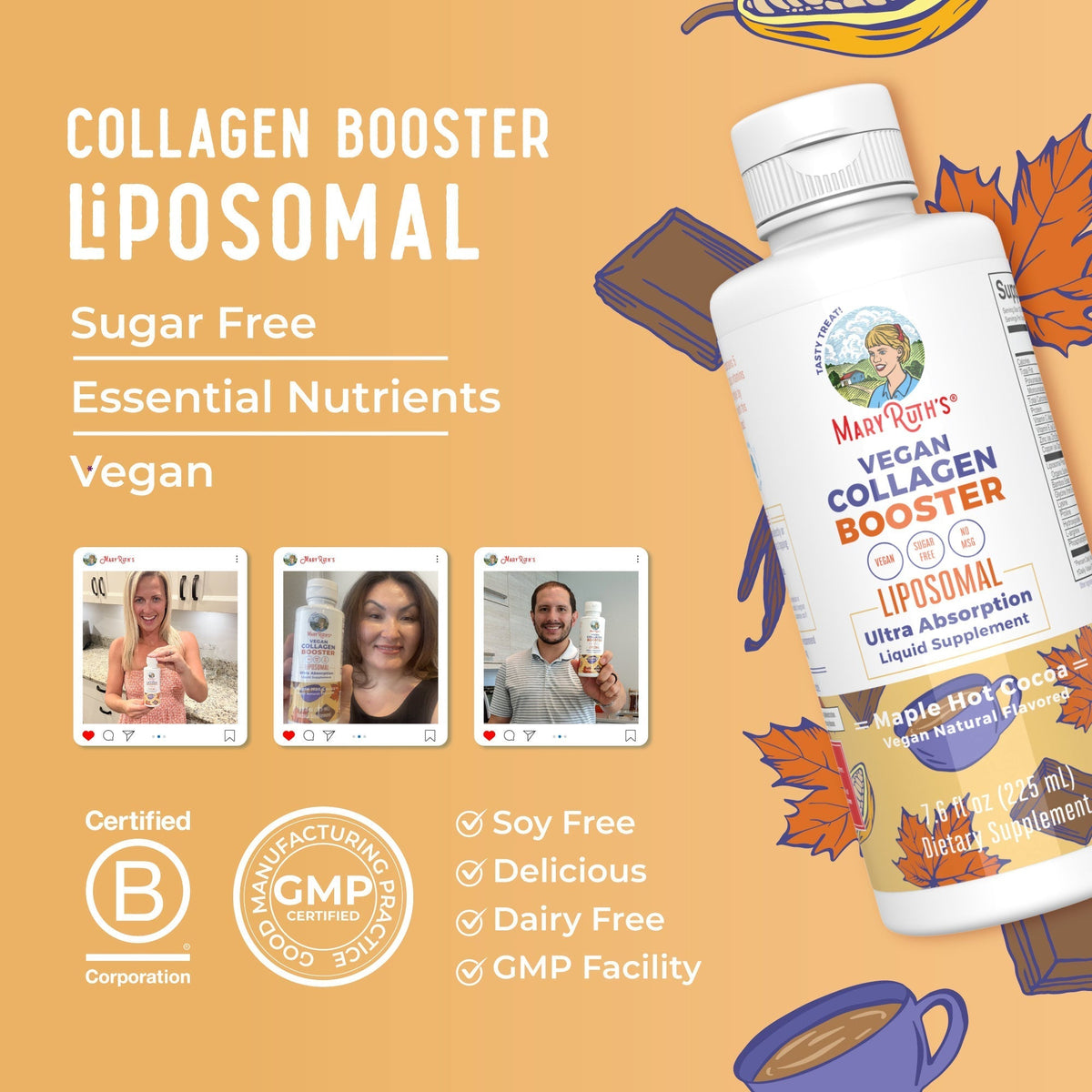 Vegan Collagen Booster Liposomal (Maple Hot Cocoa) 7 oz Lifestyle Bottle