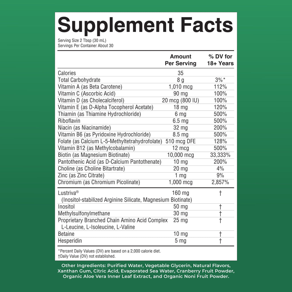 Liquid Morning Multivitamin Hair Growth Dragon Fruit Melon Supplement Facts