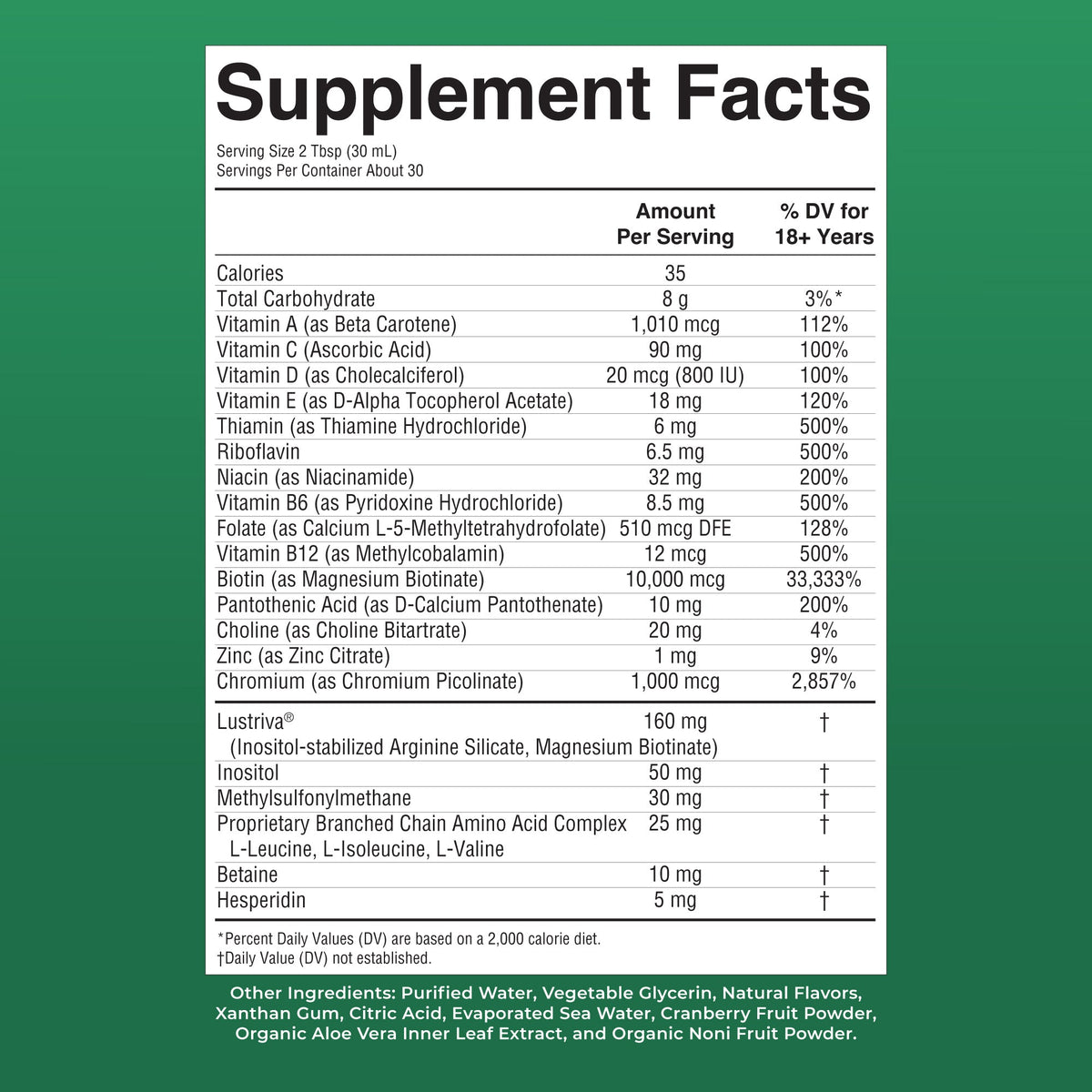 Liquid Morning Multivitamin Hair Growth Dragon Fruit Melon Supplement Facts