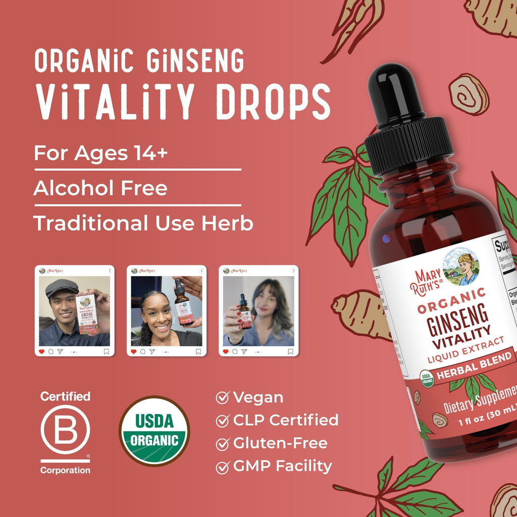 Organic Ginseng Vitality Herbal Blend Liquid Drops 8
