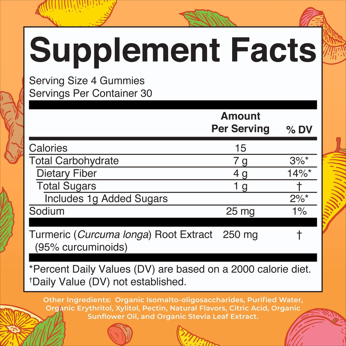 Turmeric Gummies (Peach Mango Lemon) 120 count Supplement Facts
