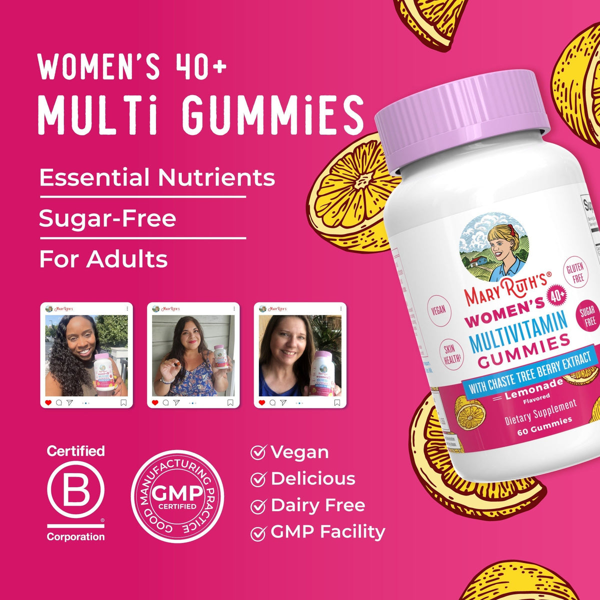 Women’s 40+ Multivitamin Gummies (Lemonade) 60 Count Lifestyle Bottle