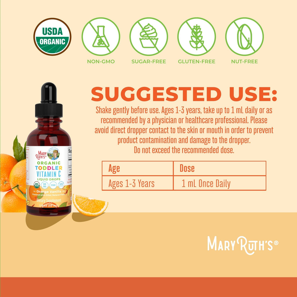 Organic Toddler Vitamin C Liquid Drops Suggested Use