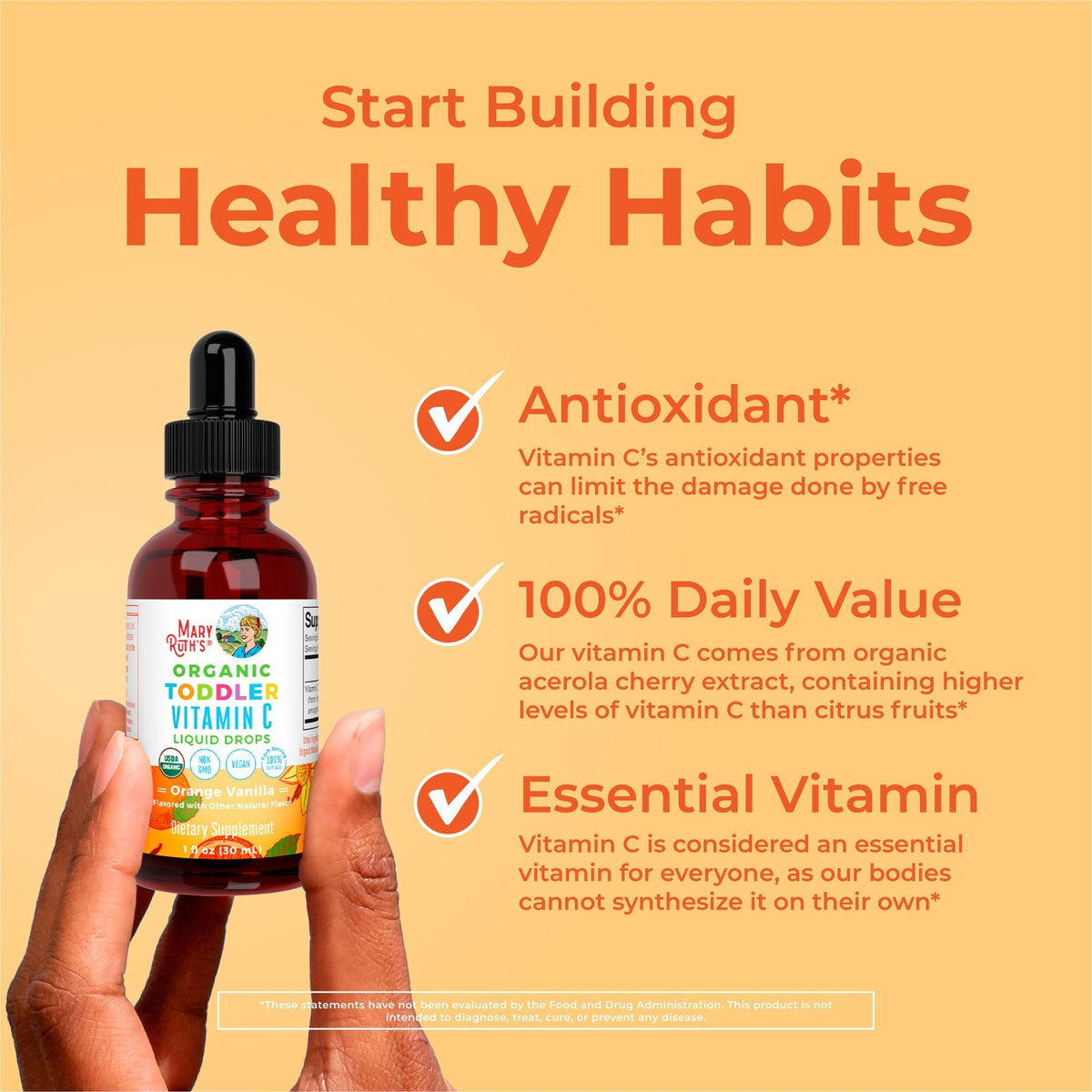 Organic Toddler Vitamin C Liquid Drops Healthy Habits