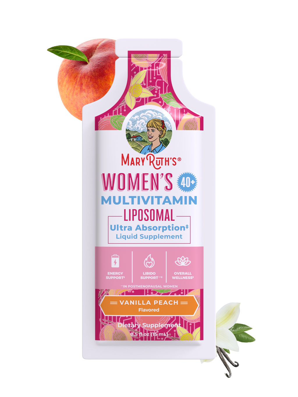 Women's 40+ Multivitamin Liposomal Pouches 0.5oz Vanilla Peach