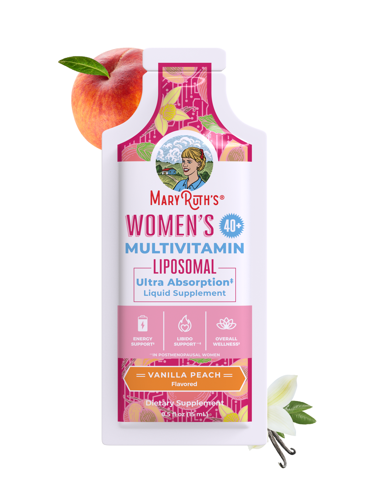 Women's 40+ Multivitamin Liposomal Pouches 0.5oz Vanilla Peach