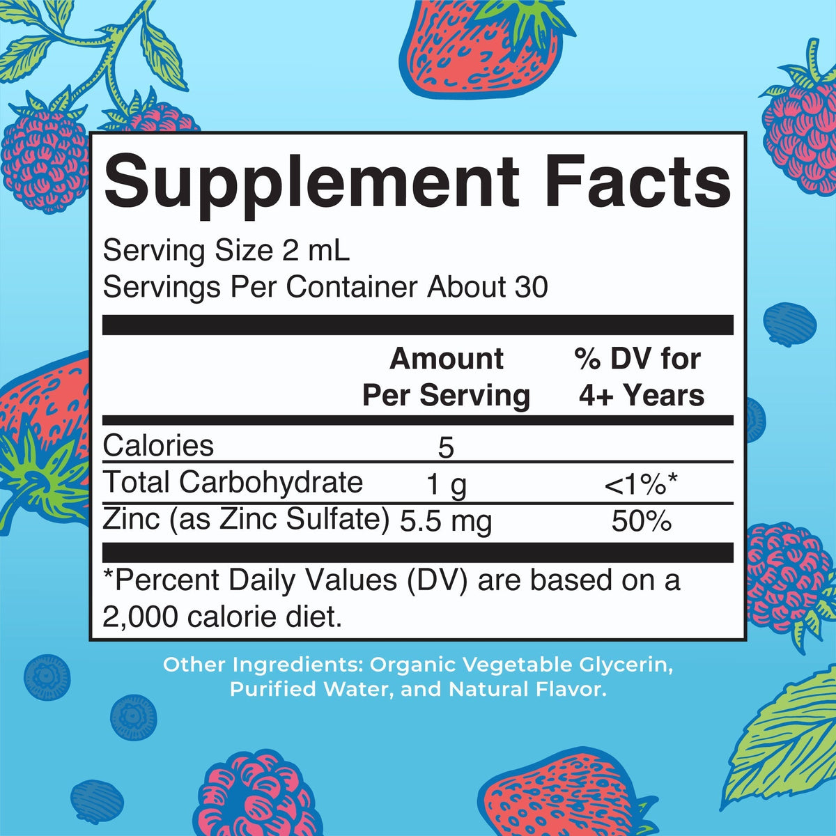 Organic Kids Ionic Zinc Liquid Drops Supplement Facts