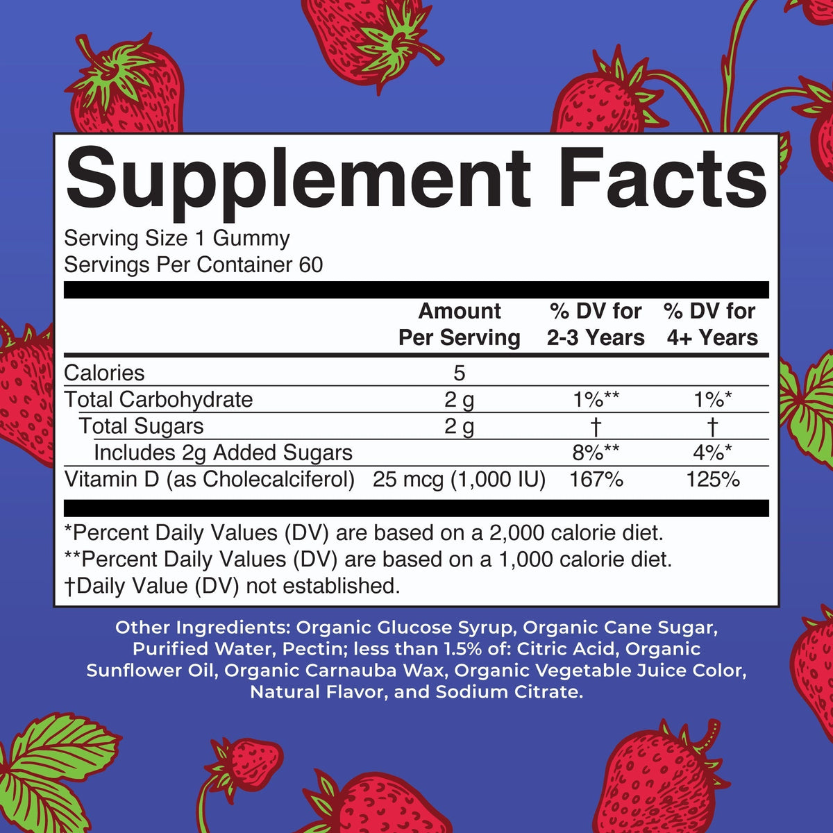 Organic Vitamin D3 Gummies Supplement Facts