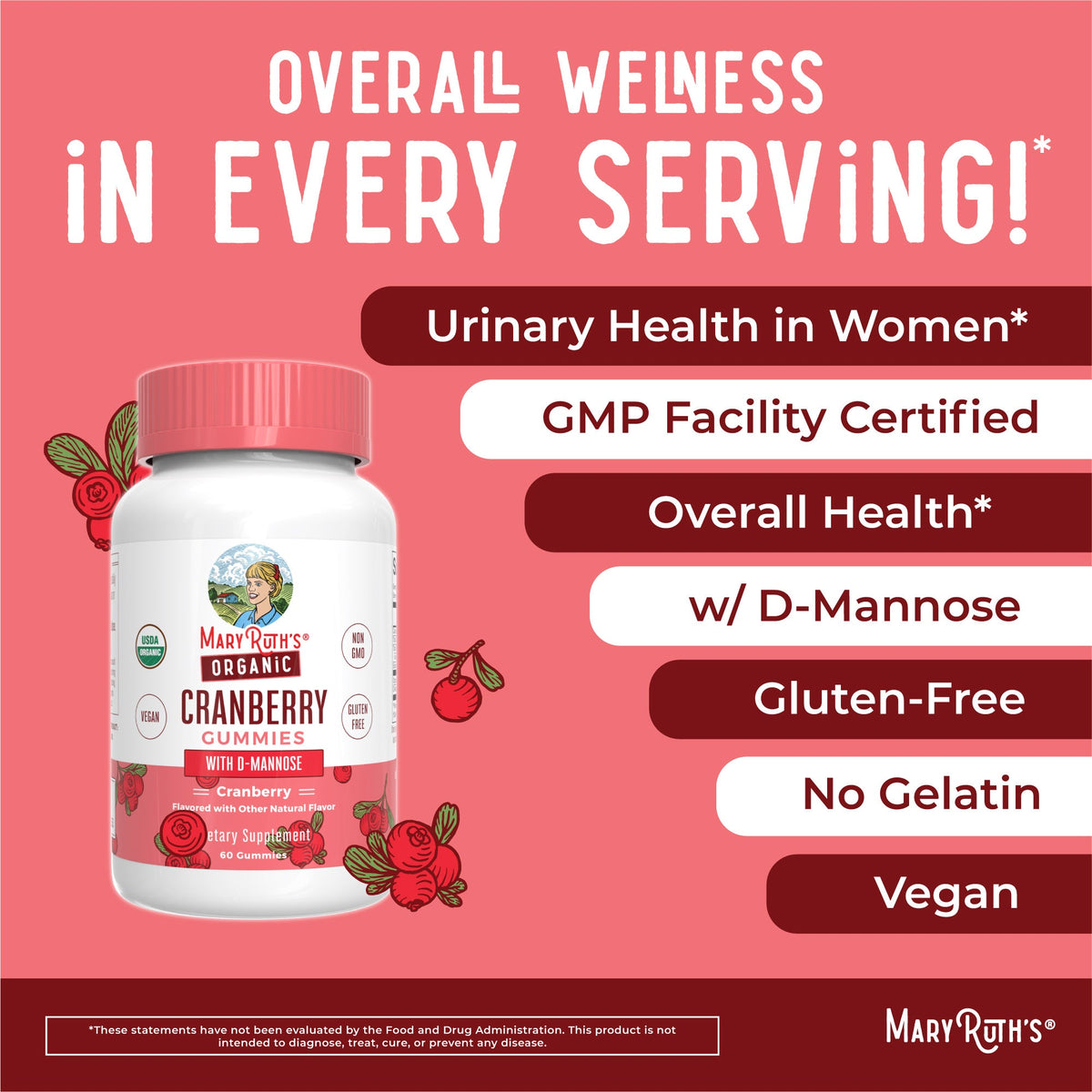 Organic Cranberry Gummies 60CT Cranberry Ingredients