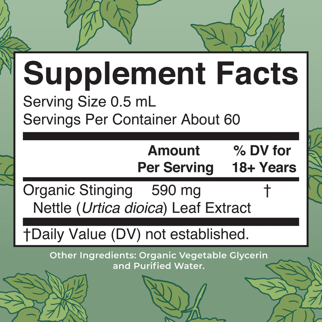 Organic Stinging Nettle Leaf Liquid Drops Supplement Facts
