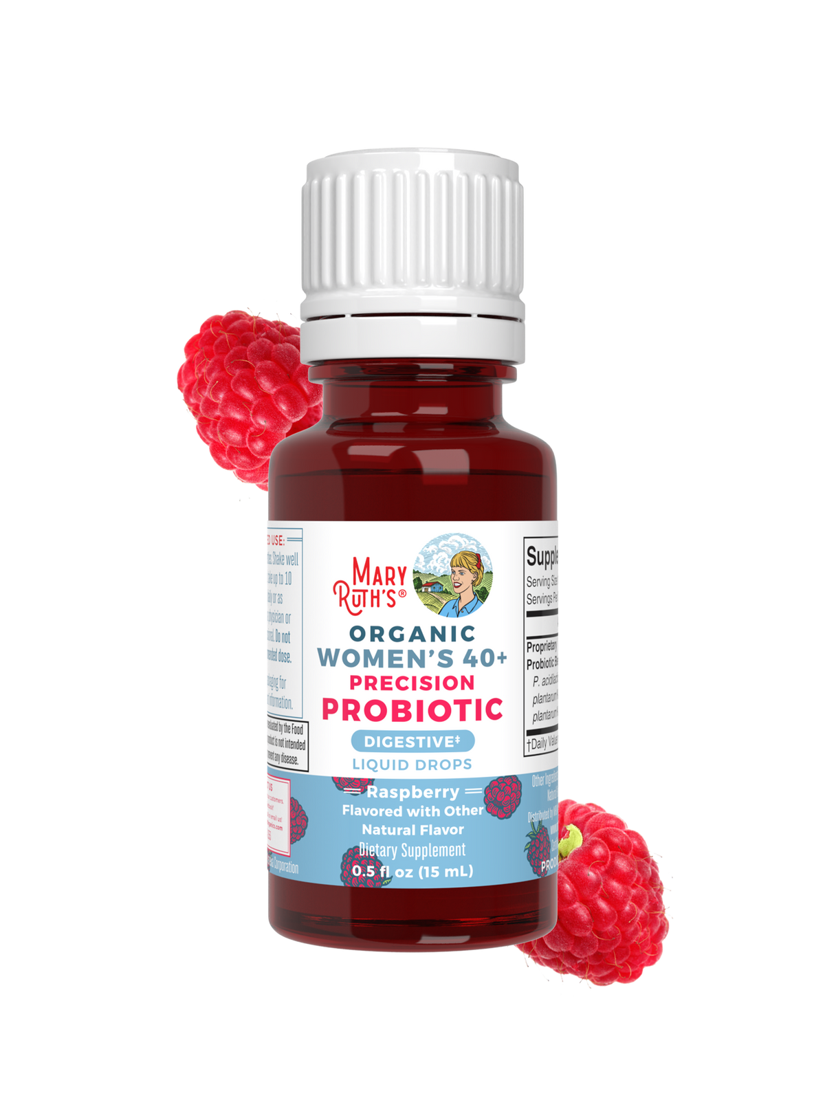 Organic Womens 40+ Precision Probiotic Digestive Liquid Drops 0.5oz Raspberry