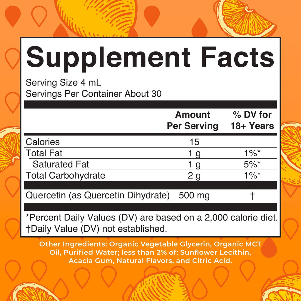 Quercetin Liquid Drops (Lemon) 4 oz Supplement Facts