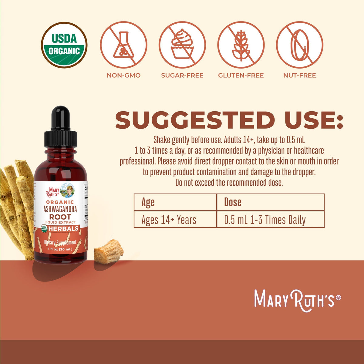 Organic Ashwagandha Root Liquid Drops Suggested Use